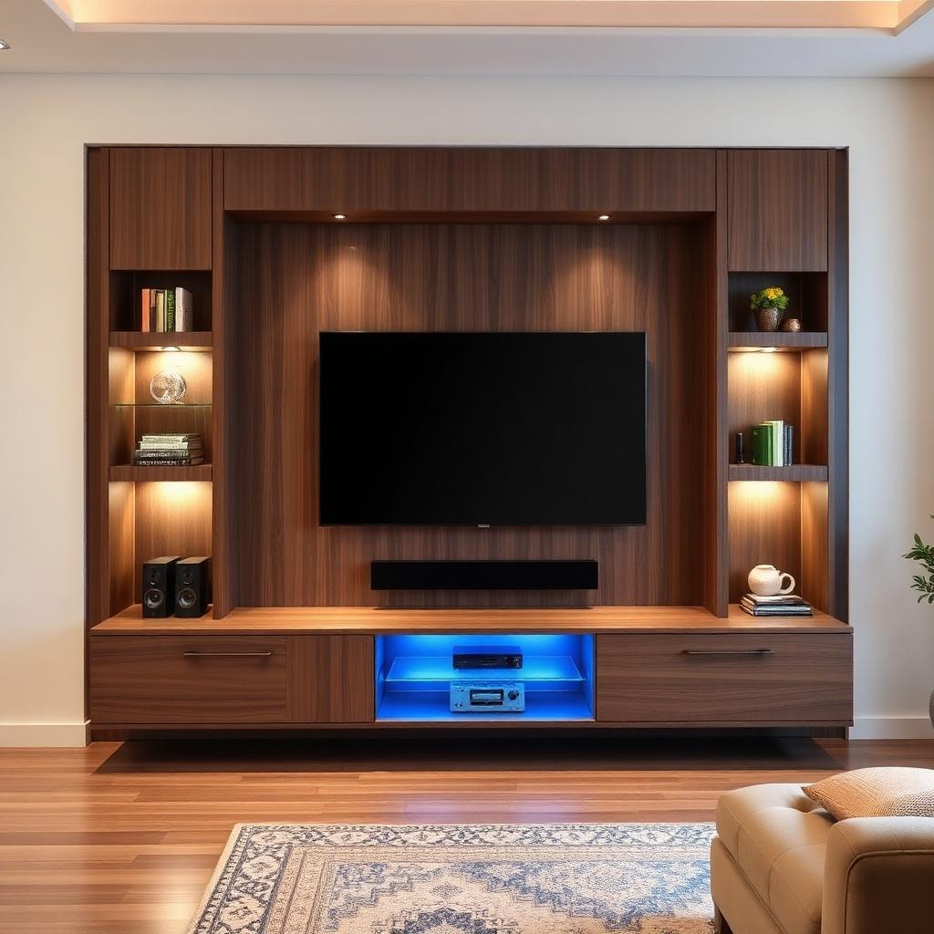 TV unit with backlight — carpentry work in Ghaziabad by G.S Interior